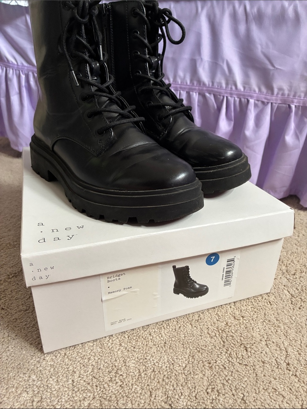 a new day Black Lace-Up Combat Boots